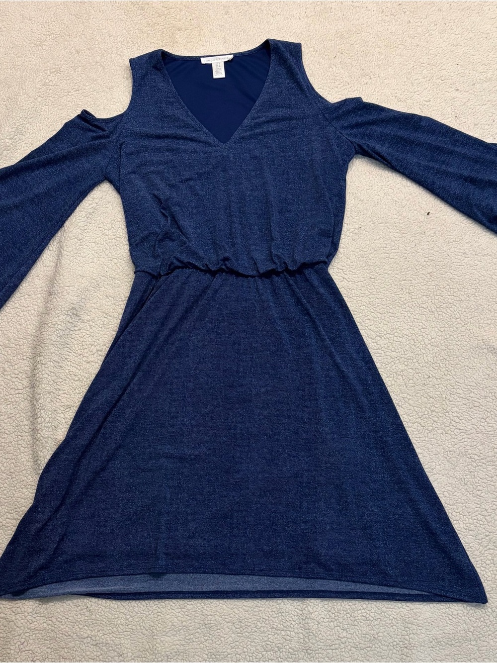 NWT London Times Blue Cold Shoulder Bell Sleeve Dress Size 4